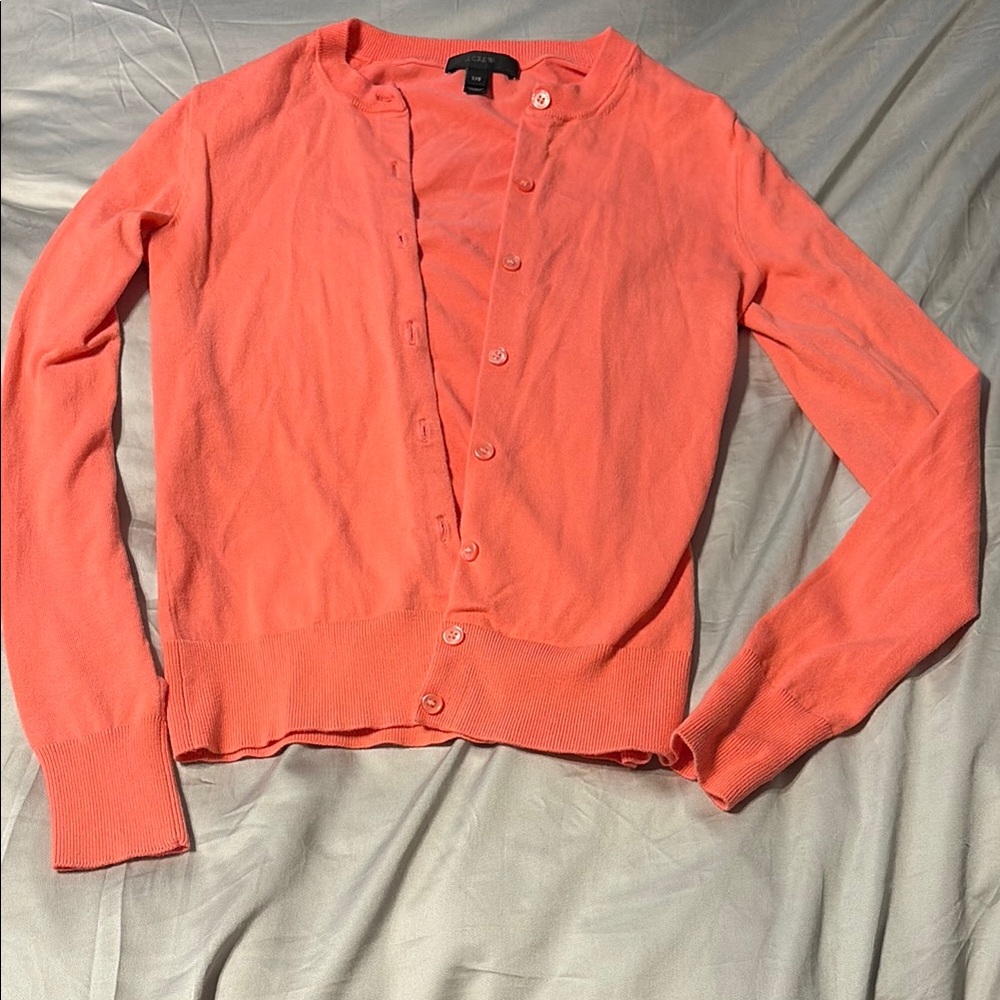 J. Crew pink/melon Cardigan Sweater Lightweight Knit